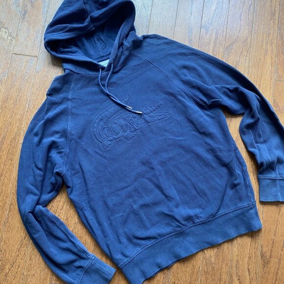 Lacoste Embossed Crocodile Pullover Hoodie Blue Small - Picture 1 of 4